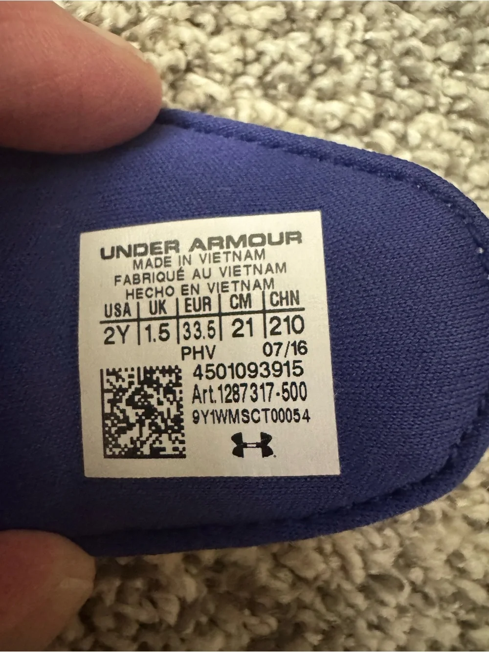 Girls Under Armour Lavender Slide Sandals Size 2